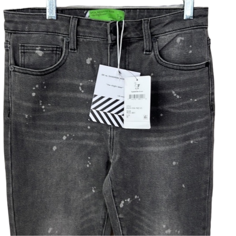 Free People x Sandrine Rose Black Gray Polka Dot Skinny Jeans Size 28 - Picture 8 of 14